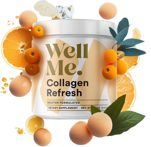 WellMe Collagen Refresh Reviews - A bottle with ingredients